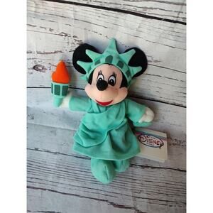 Minnie Mouse Disney Store Plush Bean Bag Figure 8" Beanie Statue Of Liberty